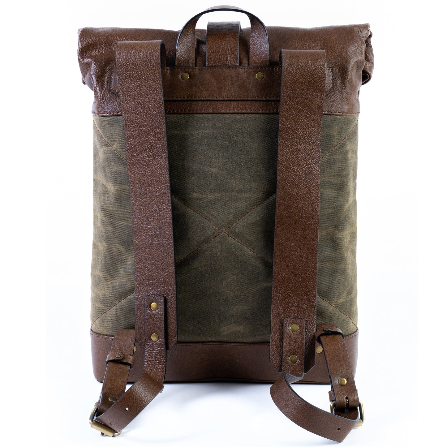 Leather and Waxed Canvas Roll Top Backpack