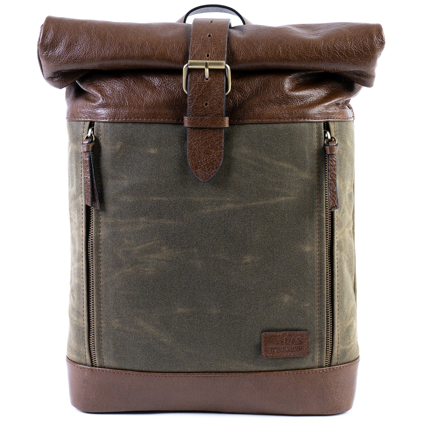 Leather and Waxed Canvas Roll Top Backpack