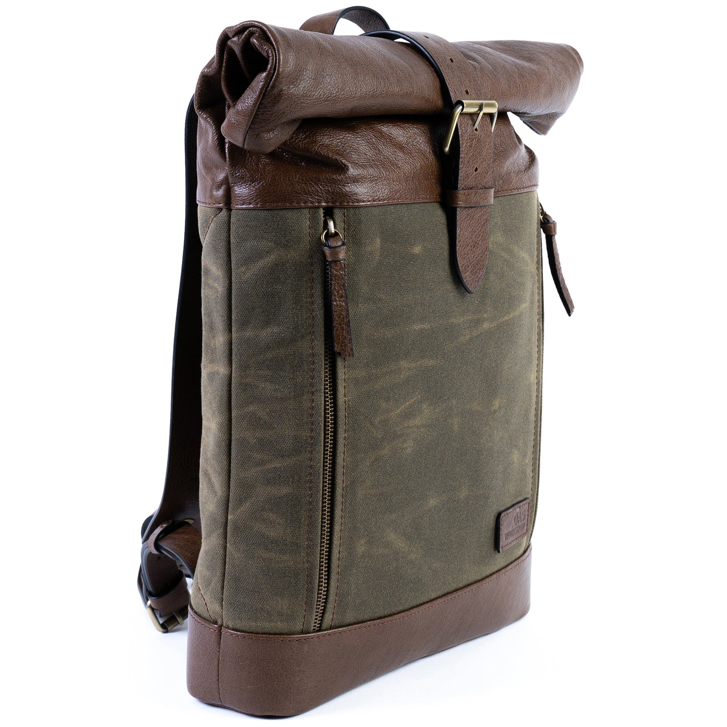 Leather and Waxed Canvas Roll Top Backpack