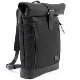 Leather and Waxed Canvas Roll Top Backpack