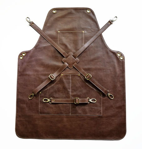 Crossback Brown Leather Apron