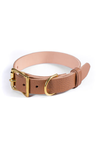 Light Brown Leather Dog Collar