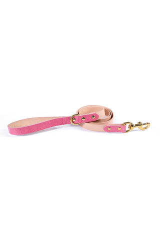 Pink Leather Dog Leash