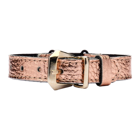 Metallic Leather Cat Collar With Breakaway Safety Buckle
