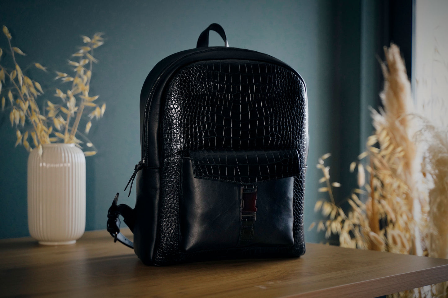 Croco Leather Backpack