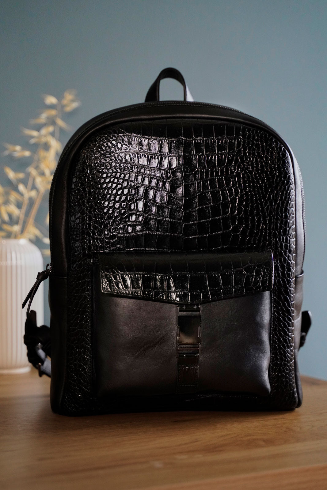 Croco Leather Backpack