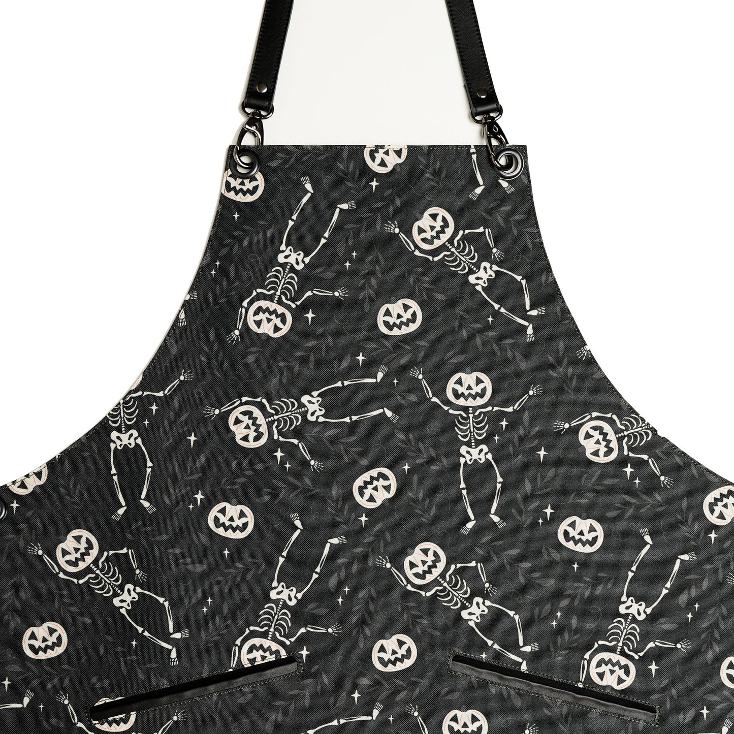 Halloween Skeleton and Pumpkin Apron – Spooky Halloween Apron with Pockets