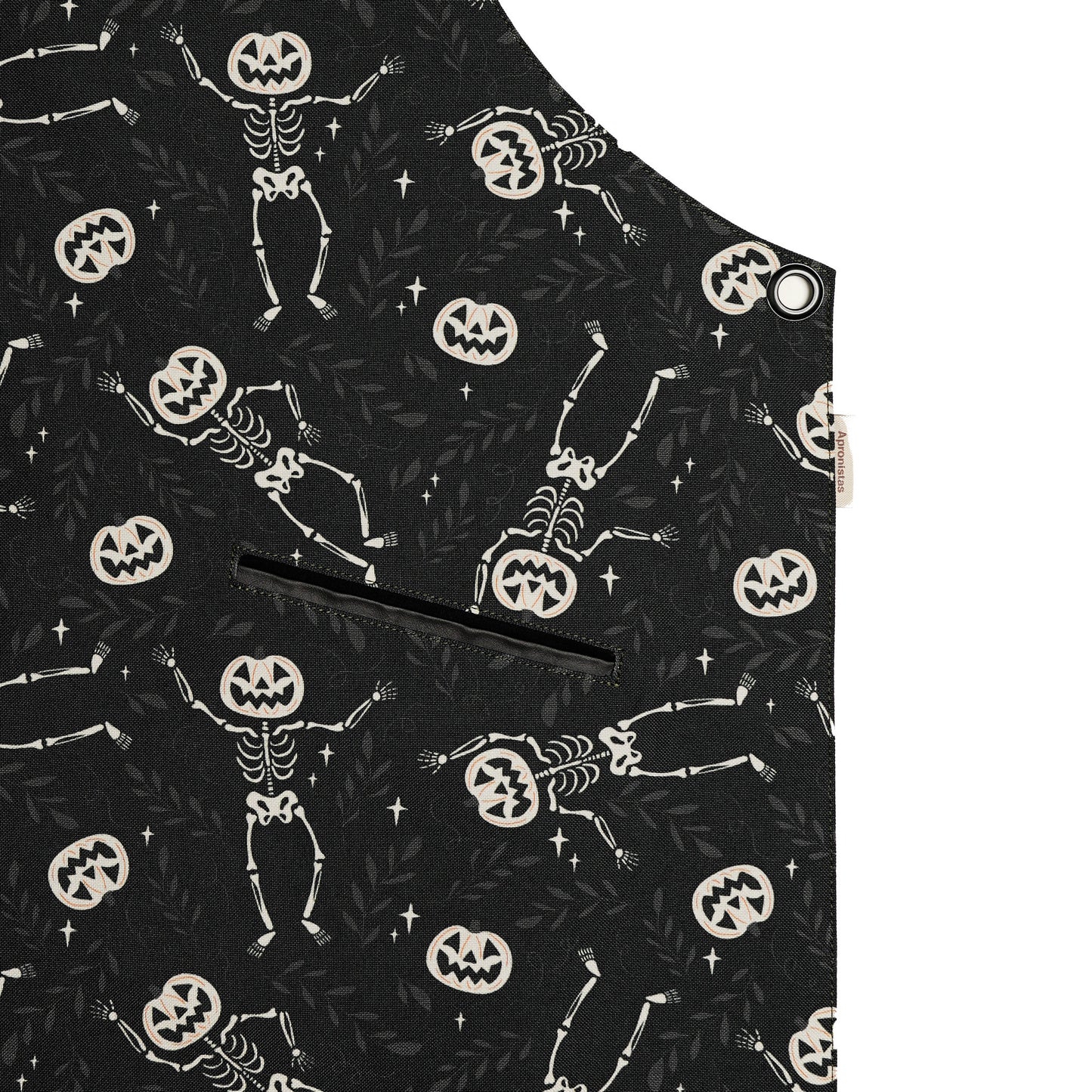 Halloween Skeleton and Pumpkin Apron – Spooky Halloween Apron with Pockets