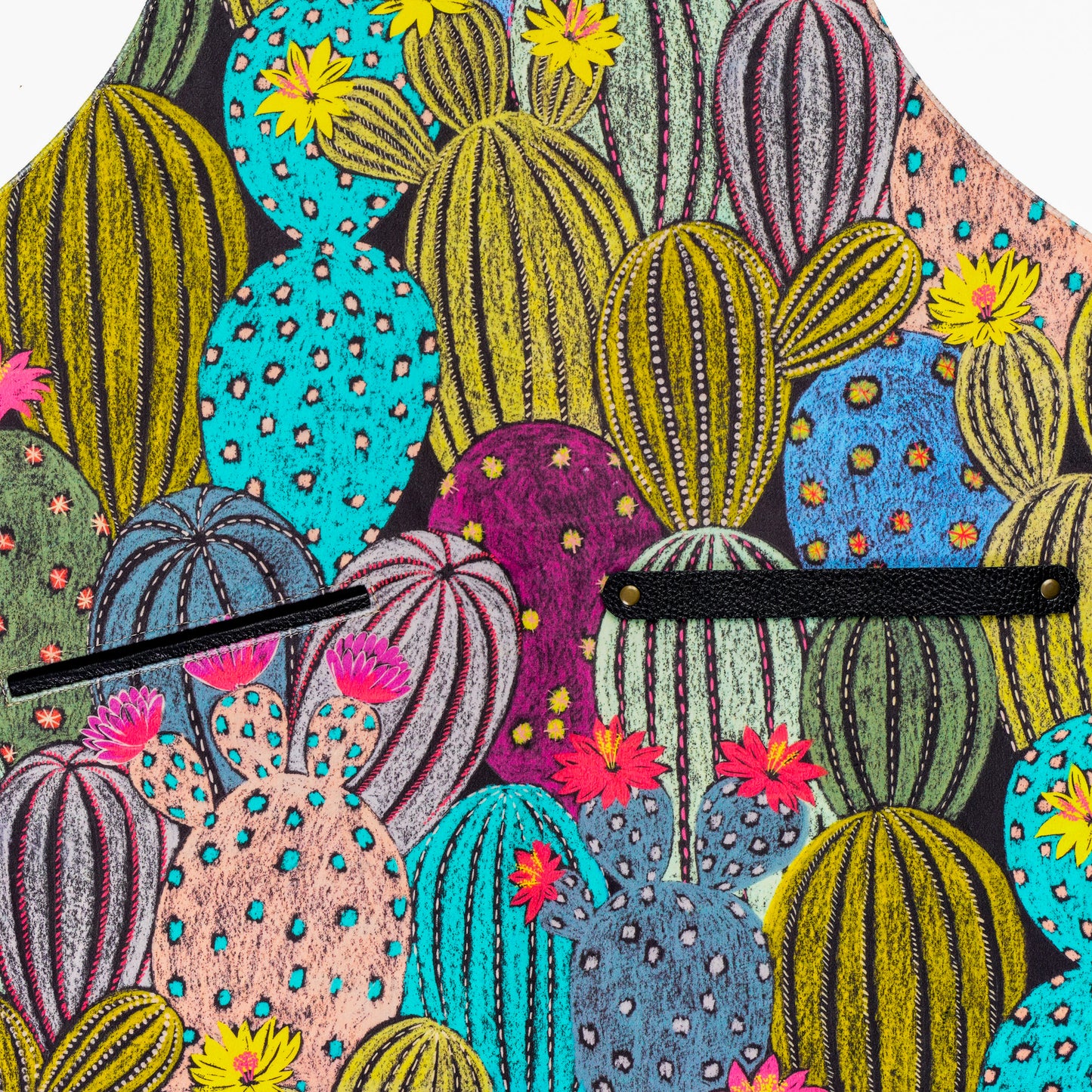 Cactus Velvet Canvas Apron – Colorful and Soft Apron with Desert Print for Gardeners, Chefs, and Artists