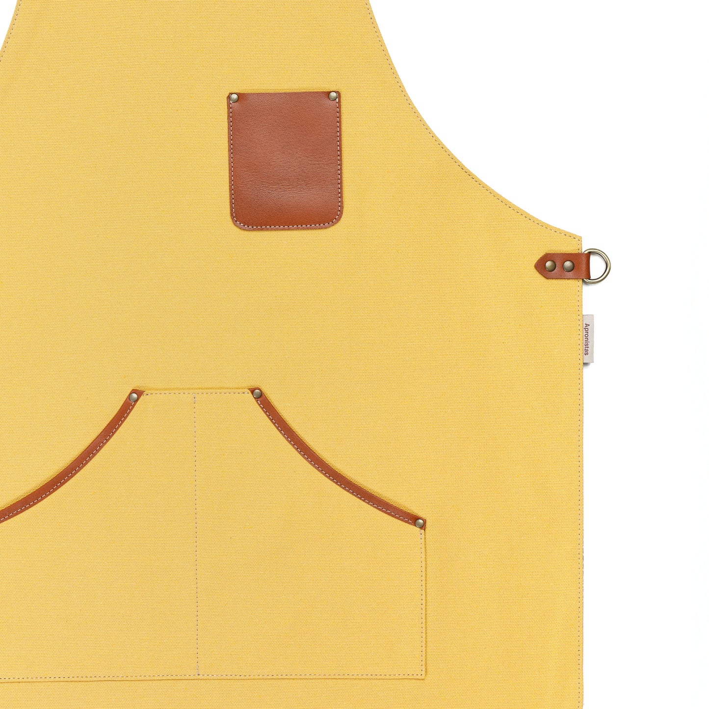 Yellow Canvas Apron with Leather Accents – Stylish and Durable Apron for Chefs, Artists, and Crafters