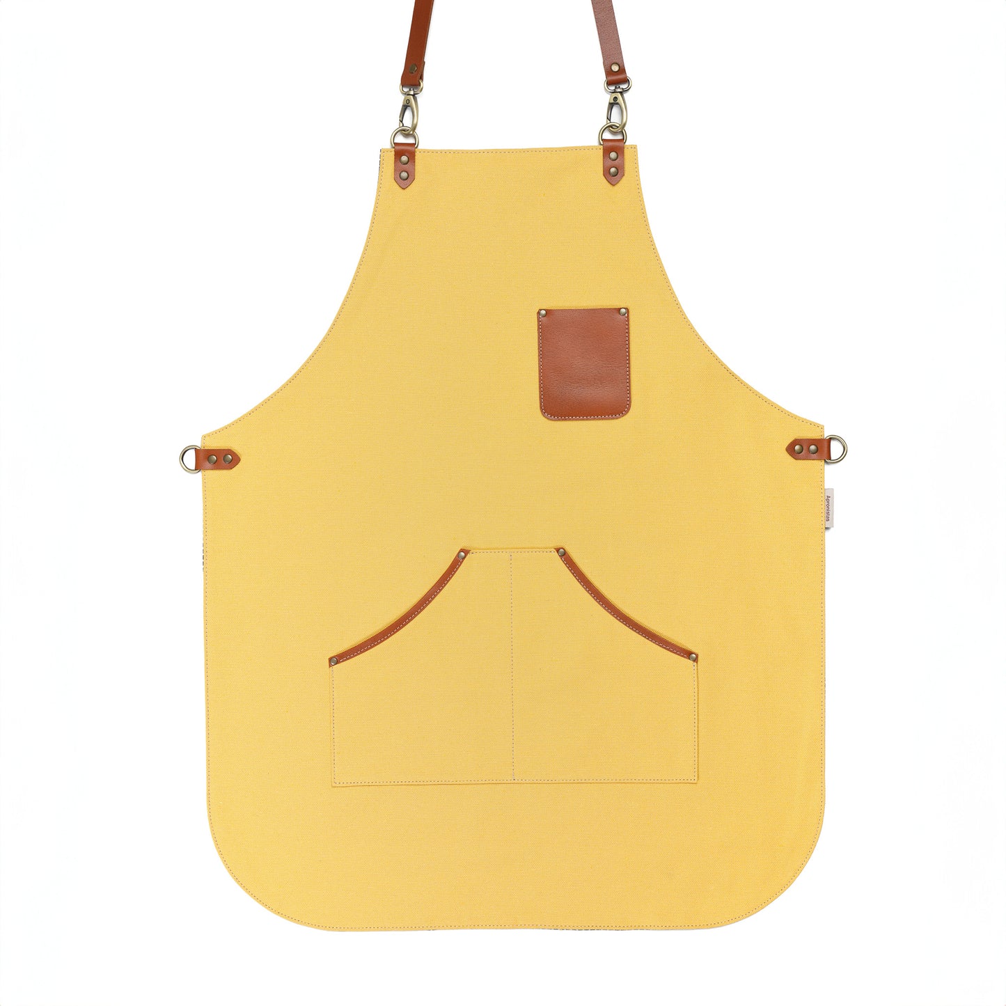 Yellow Canvas Apron with Leather Accents – Stylish and Durable Apron for Chefs, Artists, and Crafters