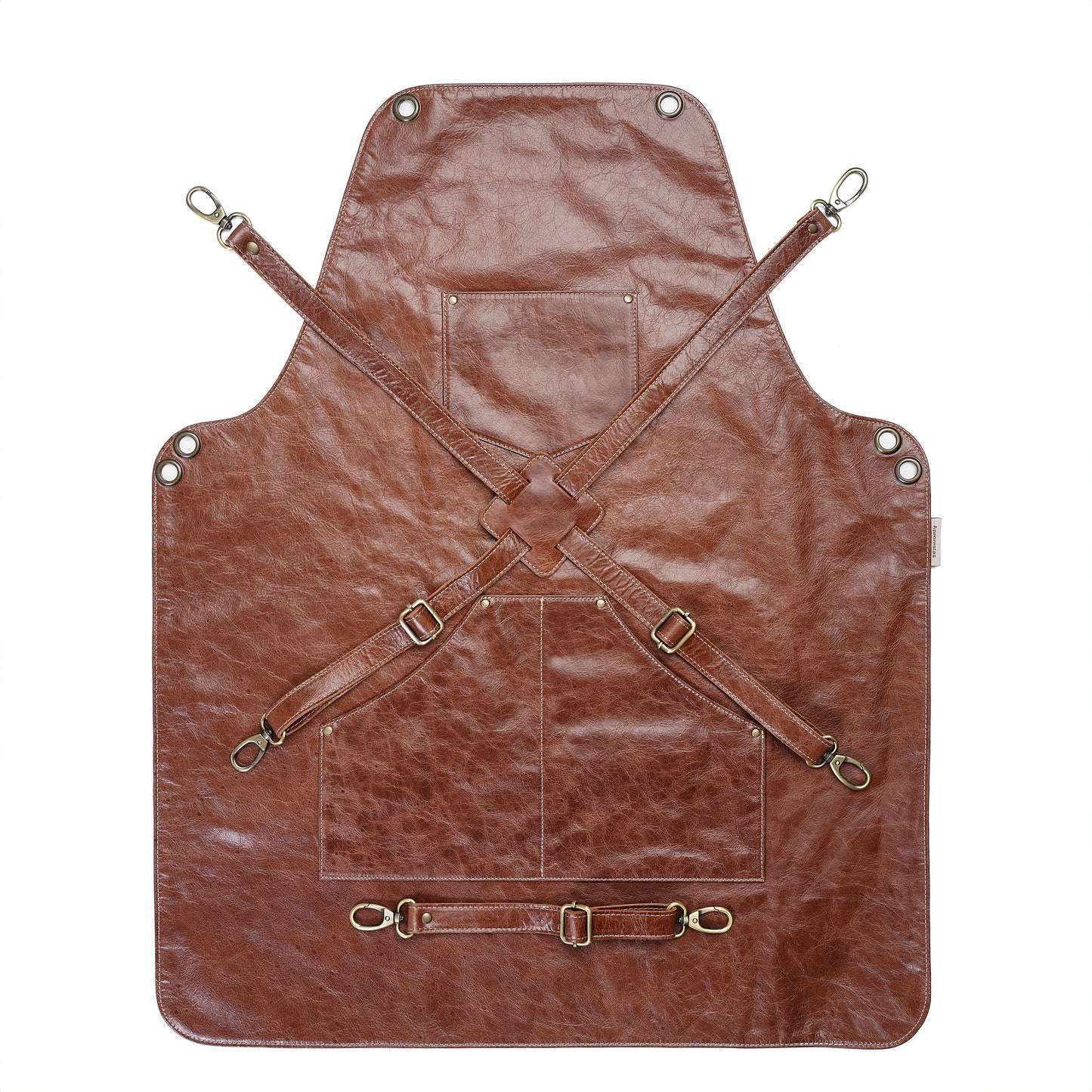 Premium Leather Cross-Back Apron with Paisley Lining – Perfect for Chefs, Bartenders, and Artisans