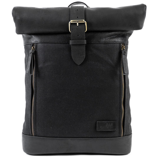 Leather and Waxed Canvas Roll Top Backpack