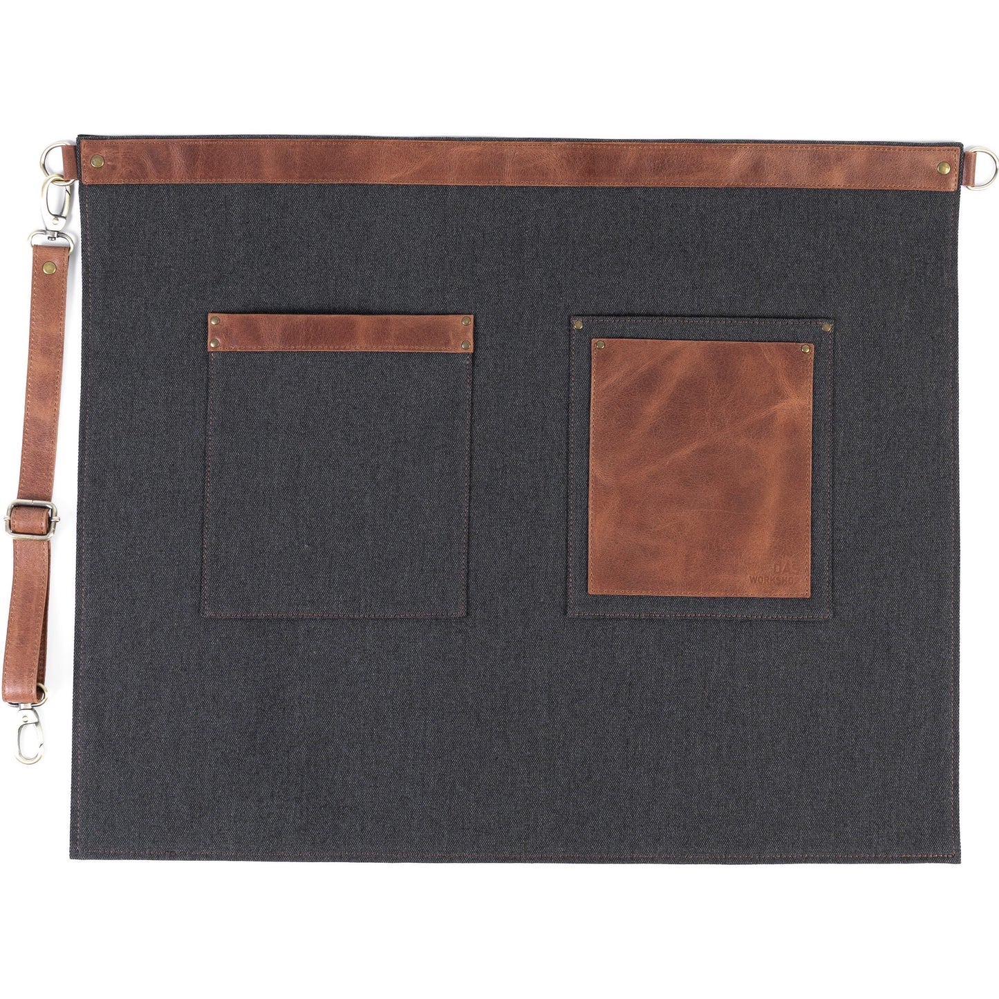 Dark Canvas Half Apron with Leather Accents – Durable and Stylish Apron for Baristas, Servers, and Crafters