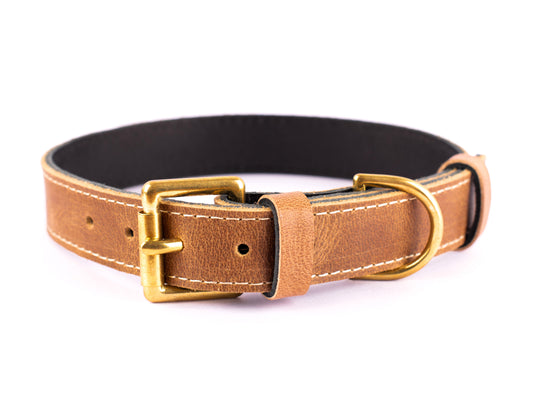 Cigar Veg Tan Leather Dog Collar