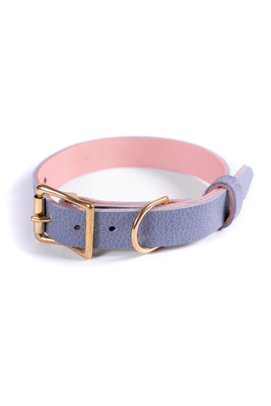 Light Blue Leather Collar