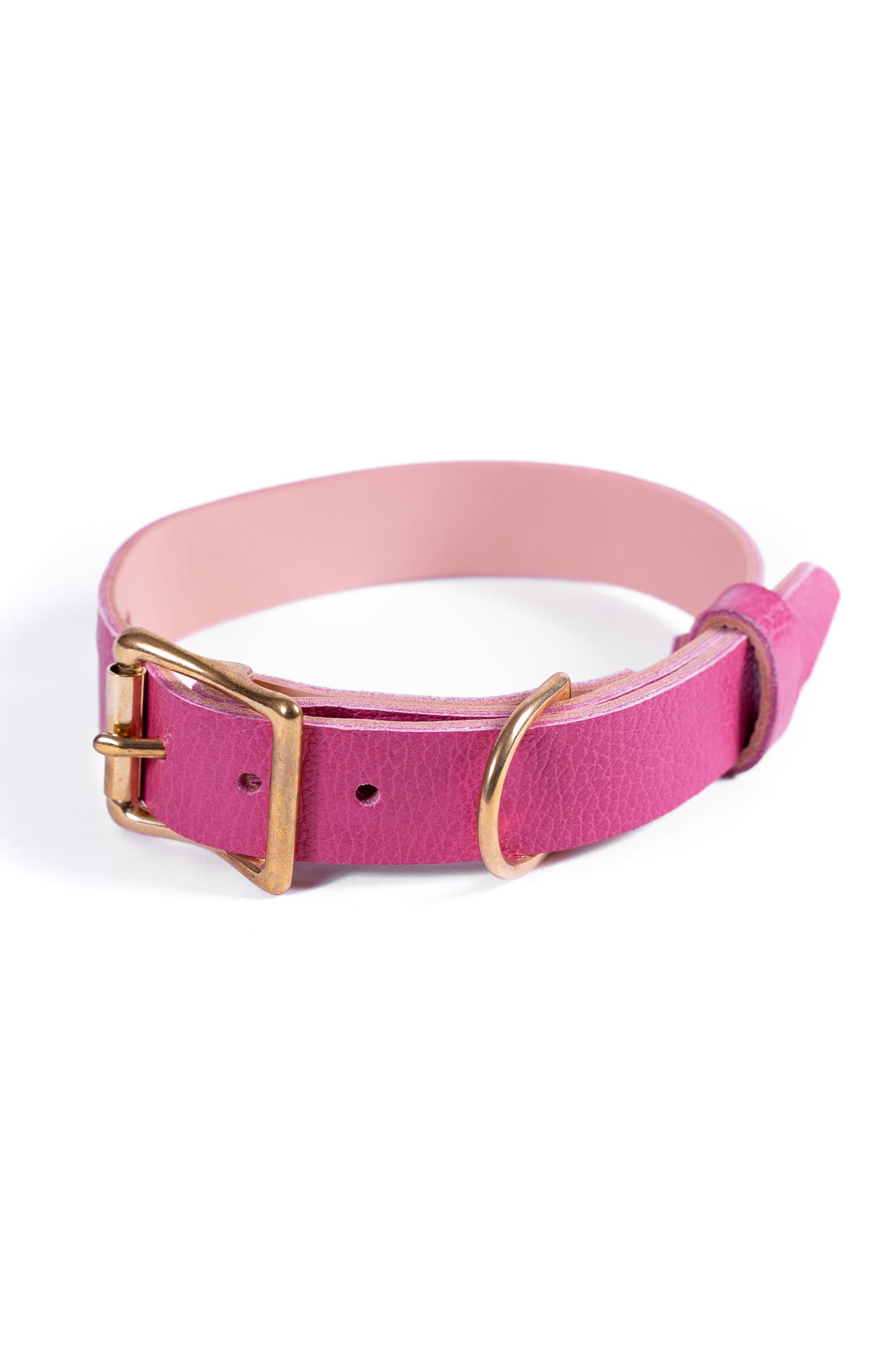 Pink Leather Dog Collar