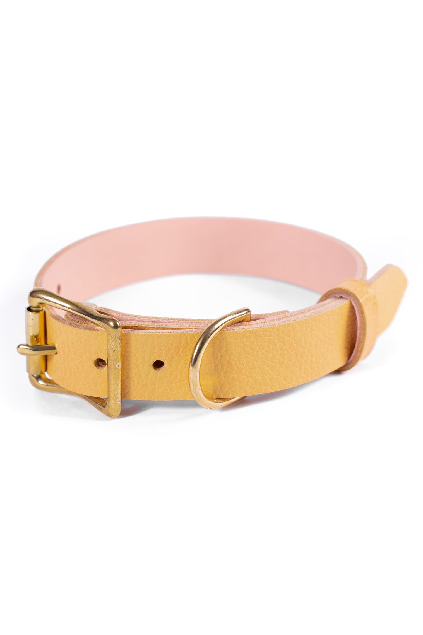 Yellow Leather Dog Collar