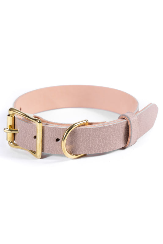 Beige Leather Dog Collar