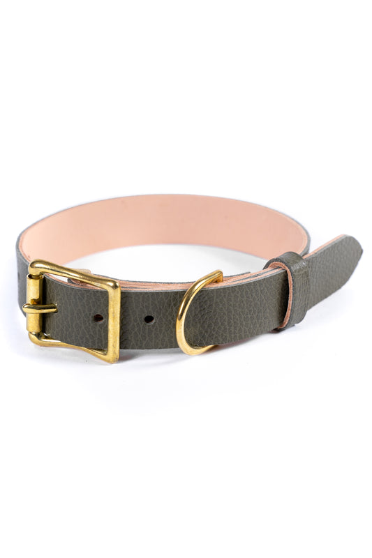 Gray Leather Dog Collar