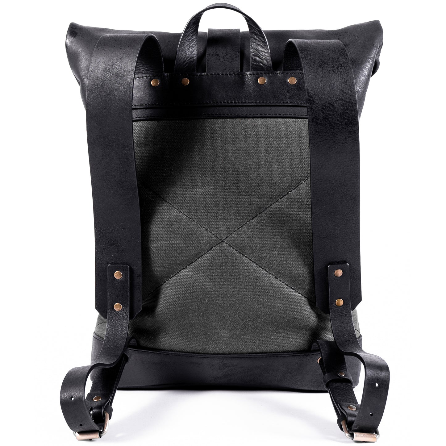 Leather and Waxed Canvas Roll Top Backpack