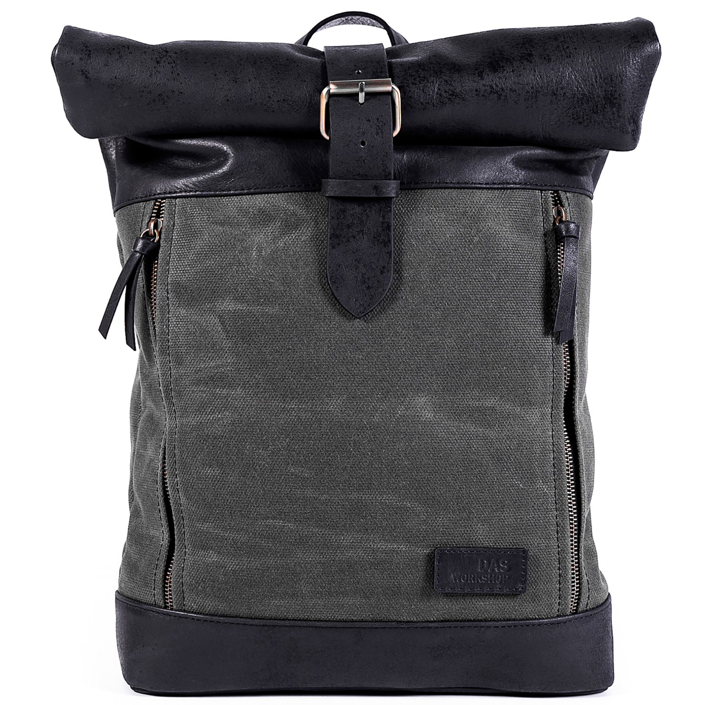 Leather and Waxed Canvas Roll Top Backpack