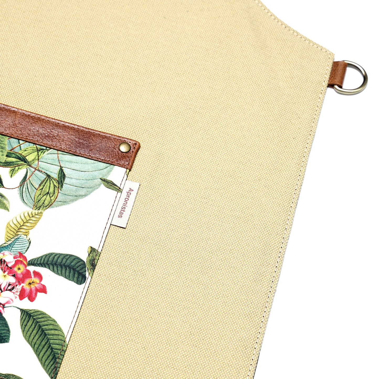 Safari Botanical Canvas Apron – Stylish Apron with Leather Straps and Jungle Print for Gardeners, Chefs, and Artists